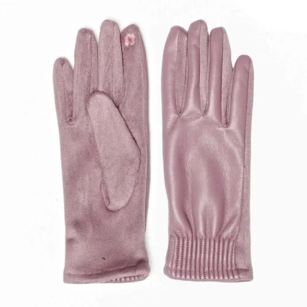 NWT Le Luxe Collection Women's Faux Leather Cinched Wrist Touch Screen Gloves